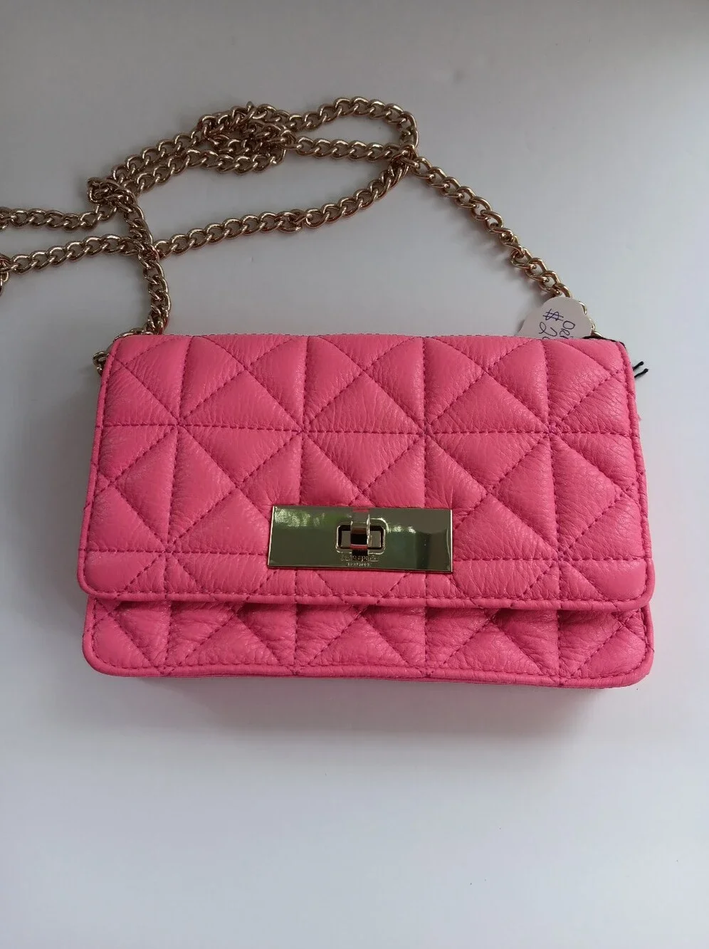 Kate Spade Sedgewick Place Avalon Quilted Leather crossbodygold chain Coral Pink